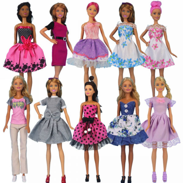 #10 kappaletta 29 cm:n Barbie-nukkevaatteita henkilökohtaiseen muotiin#