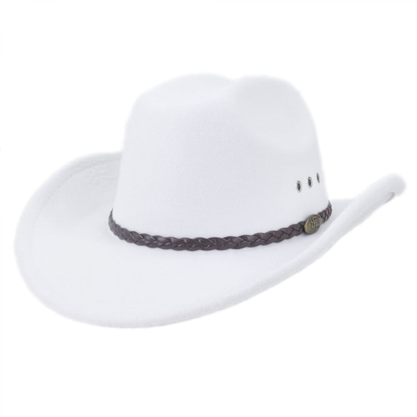 ##/Cowboyhatt for kvinner og menn, westernhatt med bred brem og stropp##/