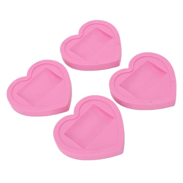 4 stk. Hjulkopper Universal Rosa Hjerte Mønster Gummi Lav Støy Beskyttende Møbelputer