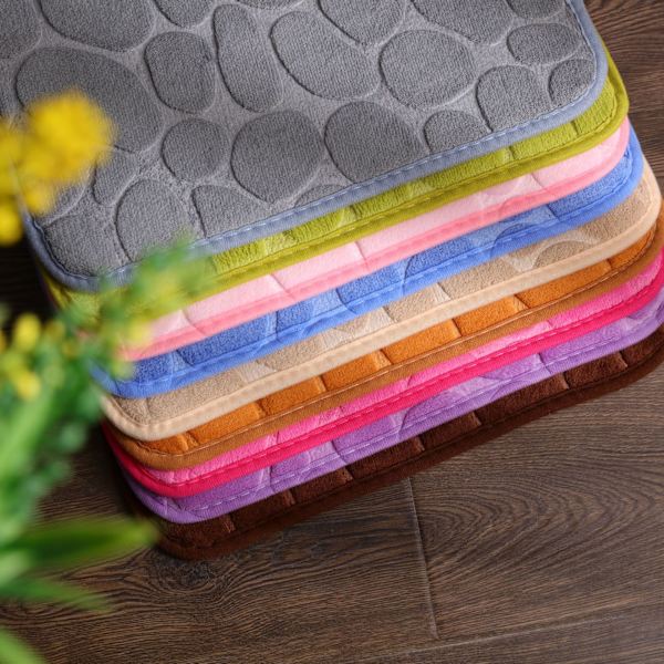 Rosa 50*80cm Halksäker Skum Badmatta, Absorberande Maskintvättbar