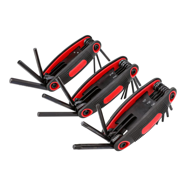 Basics Folding Hex Key Set - 3-pak, metrisk/SAE/stjerne