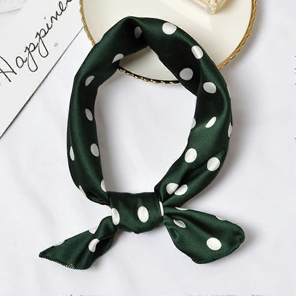 Dam Polka Dot Satin Hårband Hårknut Gummiband Silke Scarf Halsduk Huvudduk Black Polka Dot*