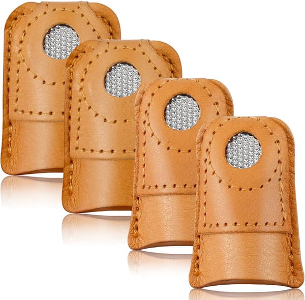 4 stk. (2,9/3,1*3,9*0,4 cm) Læder Fingerbøl Hånd Fingerbøl