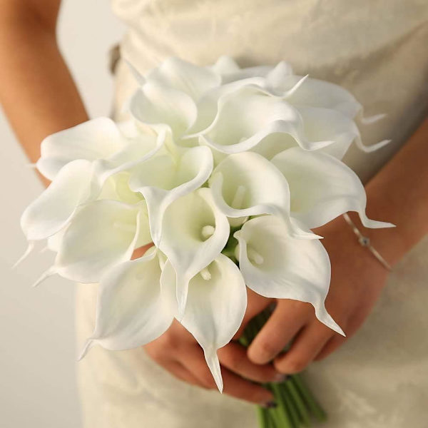 24 st konstgjorda latex Calla liljor, realistiska enstammade liljor