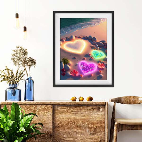 ##/5D diamantmålning-DIY-30x40cm-tre färgade hjärtan##/