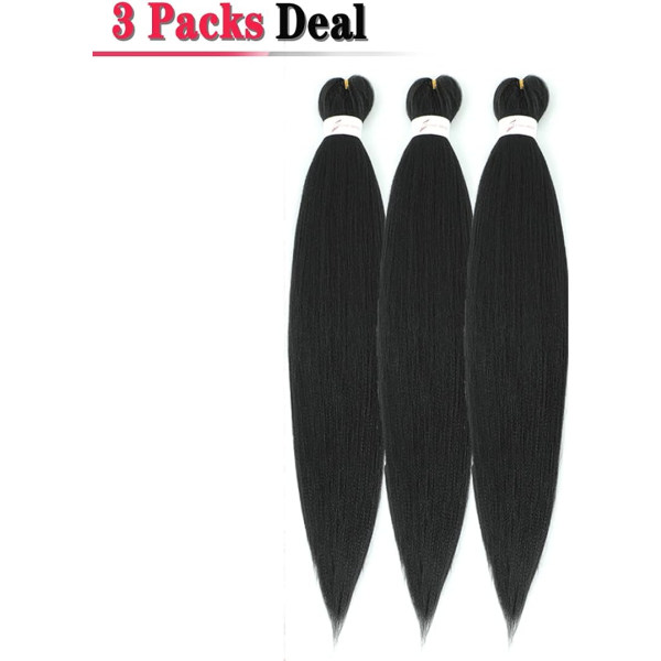 Försträckta flätor 66cm 3 Paket/Sats Professionell Syntetisk F