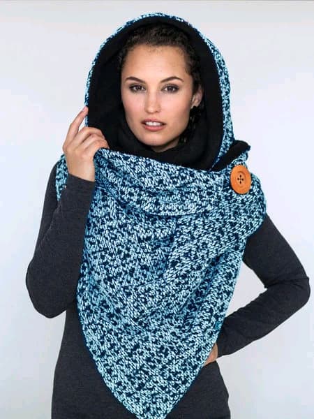 Triangulär scarf - blå och vit, varm och elegant damvinter