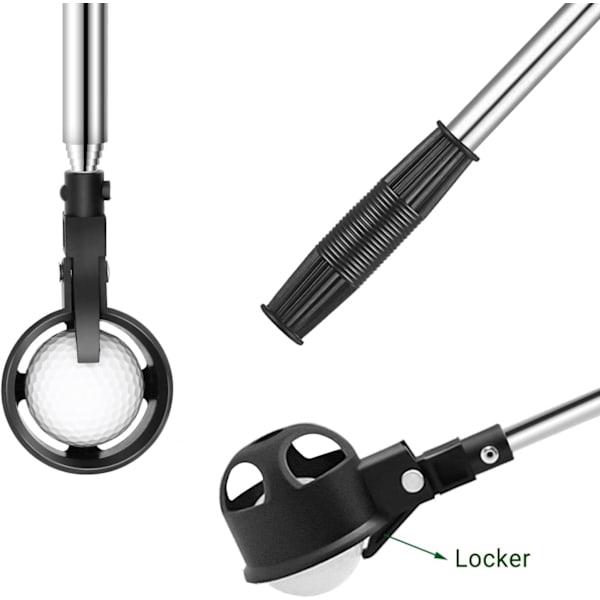 ##/1 Teleskopisk Golfbollshämtare i Rostfritt Stål för Vatten med Golfbollsputtergrepp Verktyg Golftillbehör Golfpresent till Män##/