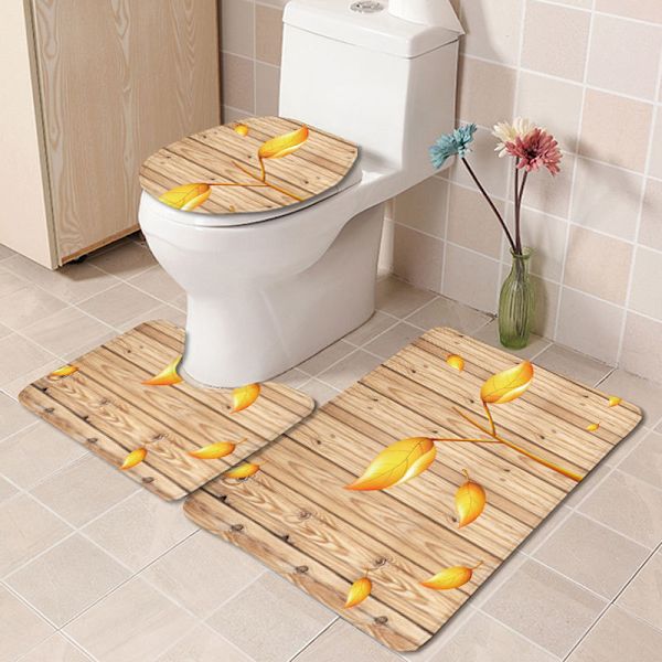 Painettu puupaneelin kolmiosainen kylpyhuonesetti, wc, kylpyhuoneen lattia