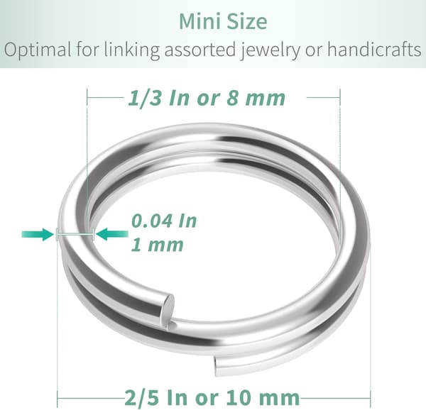 800-pack Nyckelringsringar 10mm Mini Split Jump Ring med Dubbel Spl