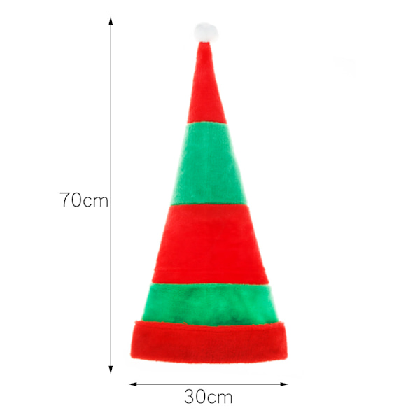 /#/Förlängd röd och grön randig plysch julhatt/#/