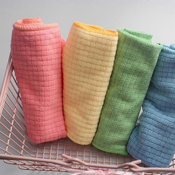 4 st Mikrofiber Teköksdukar, Otrolig Absorptionsförmåga, Luddfritt Mikrofibertyg i Cateringkvalitet, Rengöringsduk/våffelduk