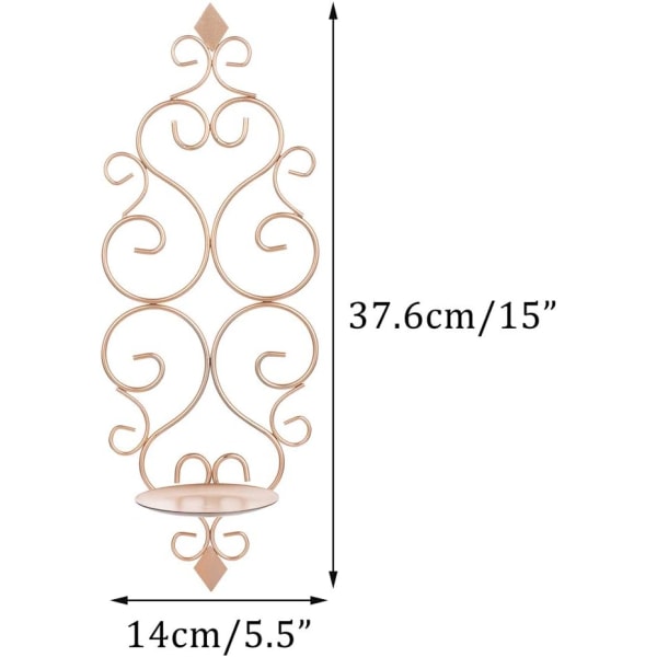 2 kpl set (ruusukultainen) kynttilänjalka, seinään kiinnitettävä kynttilänjalka M