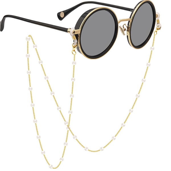 Enkel solbrillekæde med guldperler til kvinder og piger