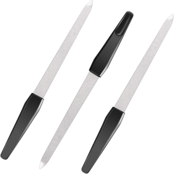 3-pack Metalliska Nagelfilar Nagelfilar Plast Nagelmattor Långt Handtag