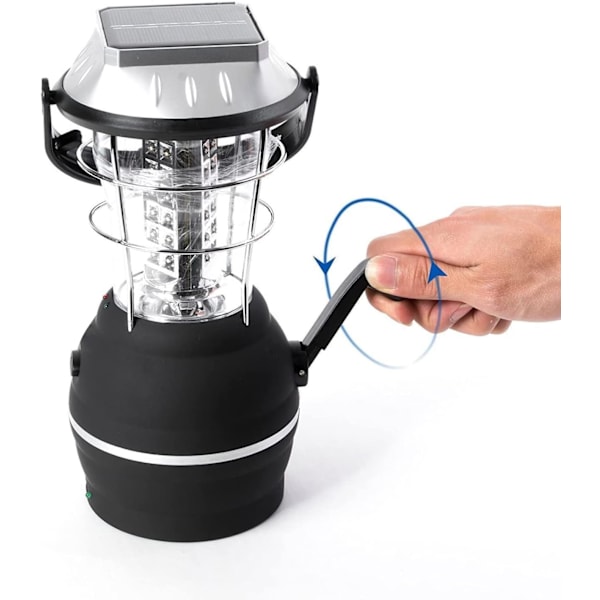 Solcellslampa, Ultra Ljus LED Campinglampa, 5 Laddningsmetoder
