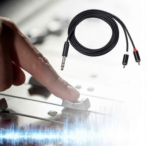 6,35 mm Han til 2 RCA Han Audio Kabel Kobberleder Stereo Ledning til Lydmixerpult 100cm