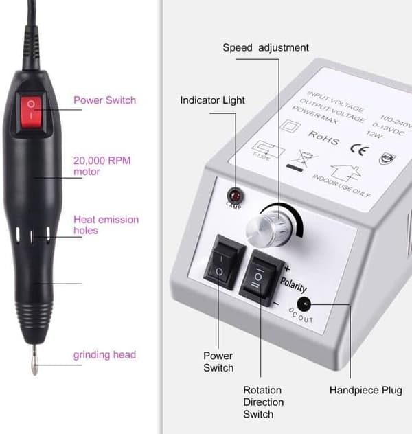 Elektrisk neglfil, elektrisk manikyr neglmaskin Elektrisk manikyr