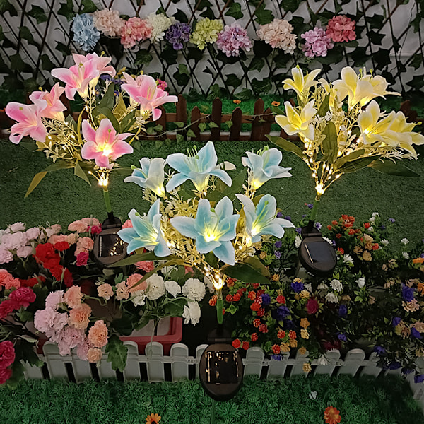 Blå, solcellsdriven marklampa LED-simuleringsblomma lykta