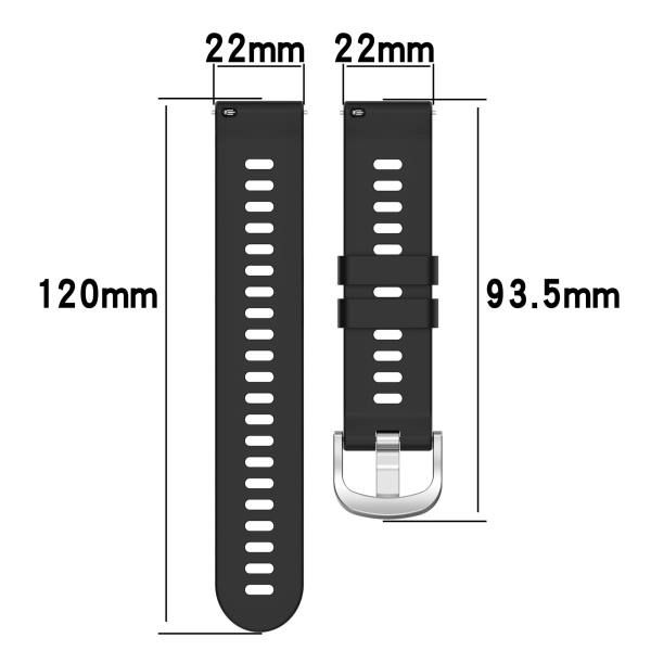 1 st (svart) Watch 22mm, Quick Release Silicone Watchba