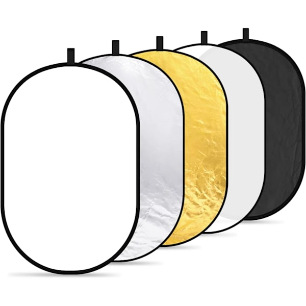 5-i-1 Vikbar Ljusreflektor 60x90cm 24x36tum Guld Silver