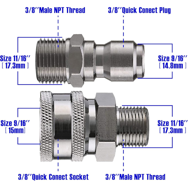 Tool Daily Højtryksrenser Kuglehane Kit 3/8 Tommer Quick Connect