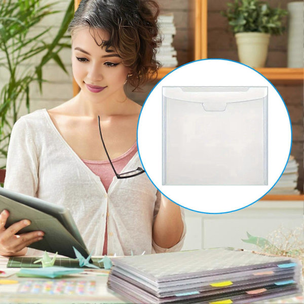 Kuvert Mappe Scrapbog Papir Organizer med Klæbende Indeksfaner Vandtæt Klar Dokument Organizer Opbevaringstaske 8pcs