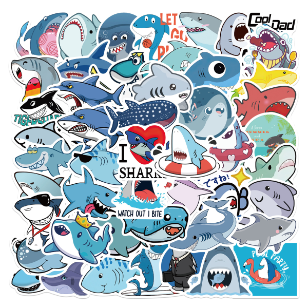 #50 Tegneserie Cute Shark Stickers#