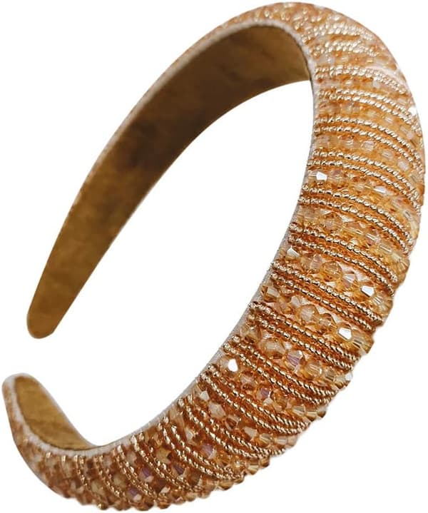 Krystal Rhinestone Polstret Headbånd Kvinder Besat Bredt Headband