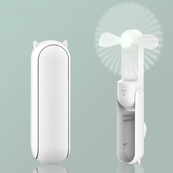 Hvid mini håndholdt blæser - lille sød bærbar USB genopladelig F