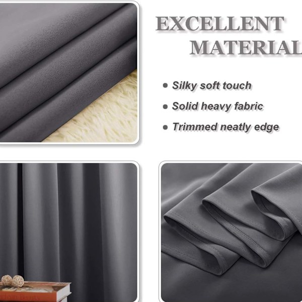 ##/1 stk mørklægningsgardin grå - 120 x 180 cm##/