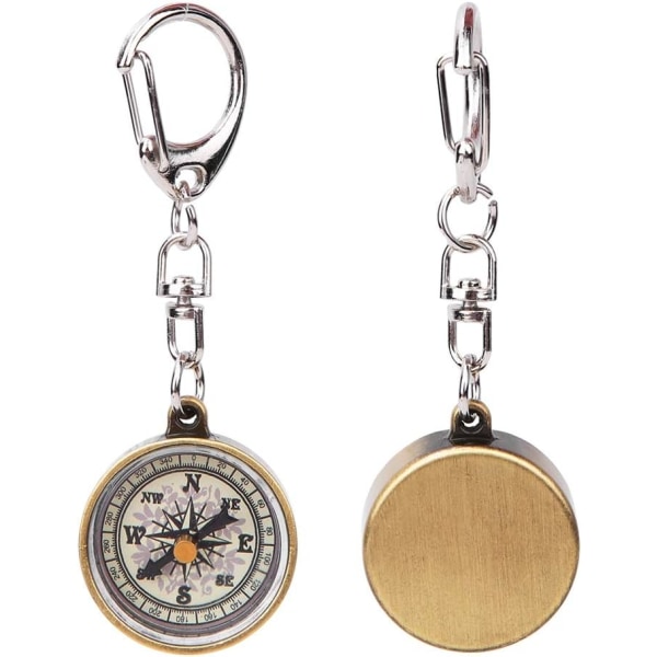 2-pack Kompass Nyckelring, Vintage Utomhus Camping Vandring Navigation