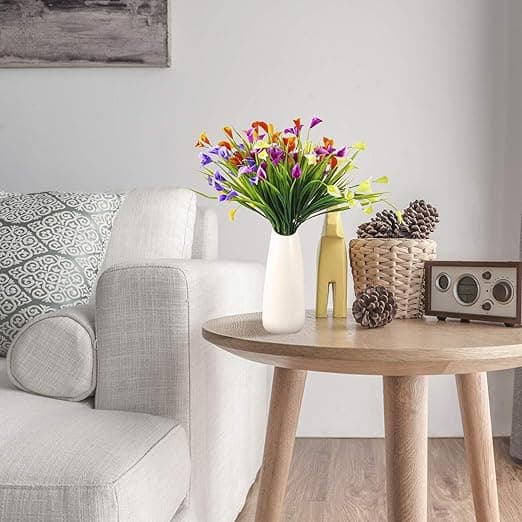 5 stycken konstgjorda liljor, dekorativa plastblommor, konstgjorda