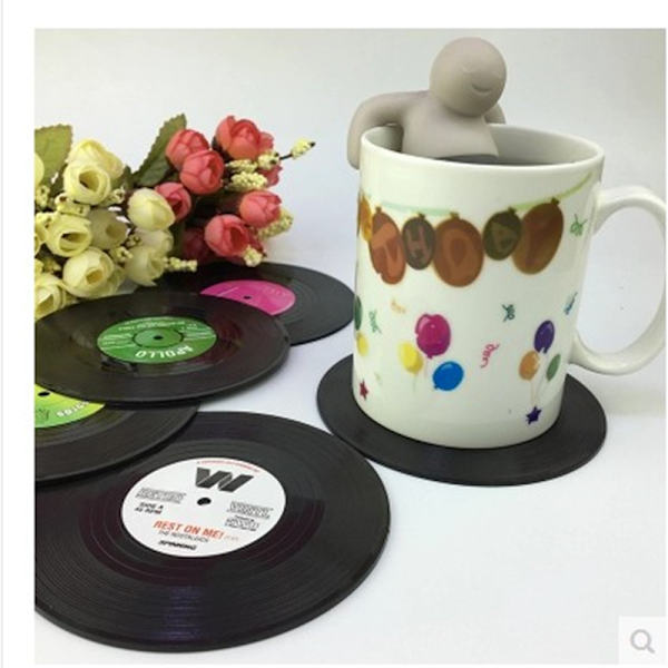 6 stk. Sorte CD-Plade Underlag