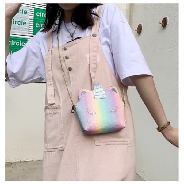 (Väri) Yksisarvinen Crossbody Lompakkolaukku Glitter Paljettilompakko