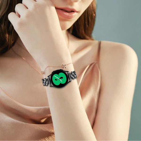 Udskiftningsrem (sort) til Galaxy Watch 5/Watch 4, 20 mm rustfrit stål