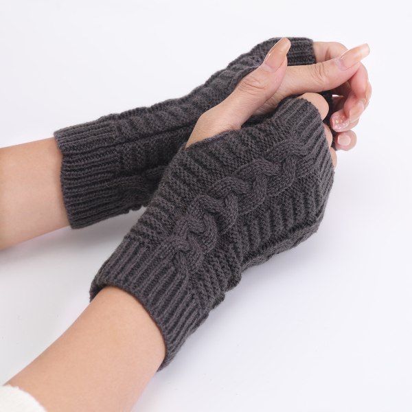 #Mørkegrå strikkede handsker efterår og vinter#