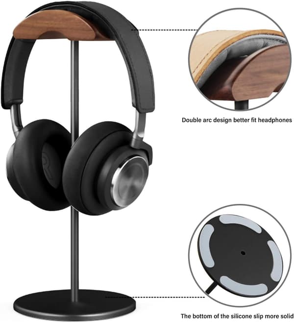 Hovedtelefonholder Valnøddetræ & Aluminium Headset Holder Natur Valnød