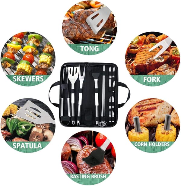 20 kpl BBQ-välineitä, Ruostumattomasta Teräksestä Valmistettu Grillaussetti BBQ-tarvikkeet