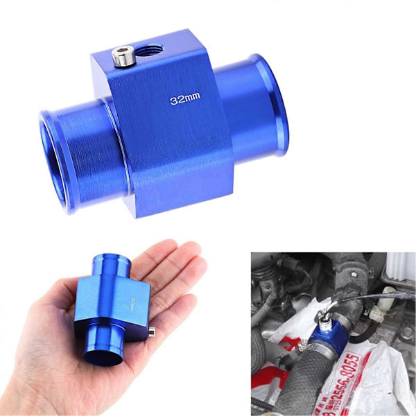Universal Metall Bil Vattentemp Gemensam Rörslang Temperatursensor Adapter Blå 32mm