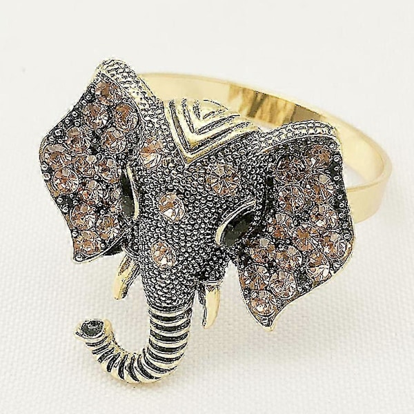 12 stk./sæt Vintage Elefant Servietspænde Diamant Dyr Servietring Servietringholder Bryllupsfest