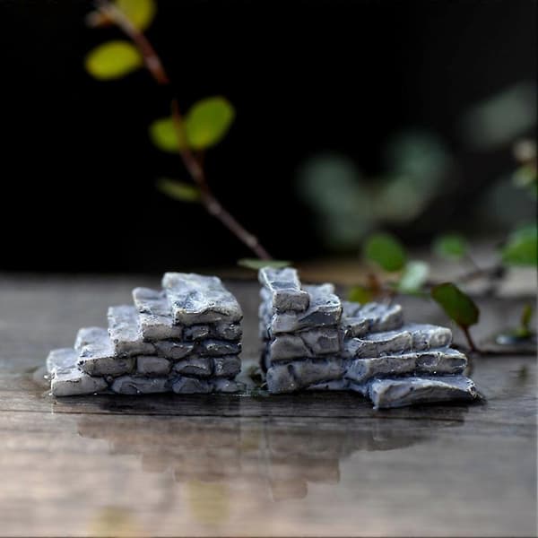 2/4 stk. Resin Hest Skildpadde Vindmølle Miniature Dukkehus Ornament Haveindretning D (2pcs stone step)