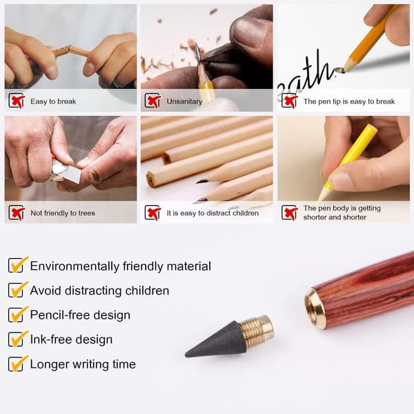 3-pack Blyertspenna utan bläck, Bärbar Infinity-penna Återanvändbar Evig Penna