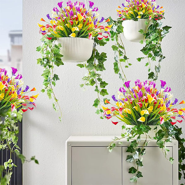6 stk. Kunstige Blomster, UV-Resistente Silkeblomster i Plastik, Falske