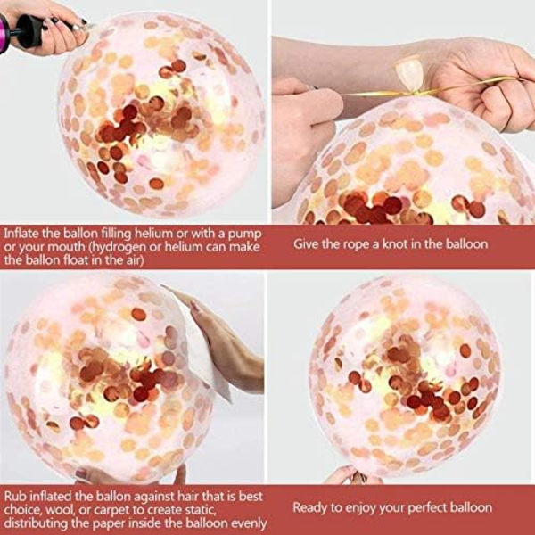 Roséguld Konfettiballonger, 40 st 12 tum Latex Partyballonger för