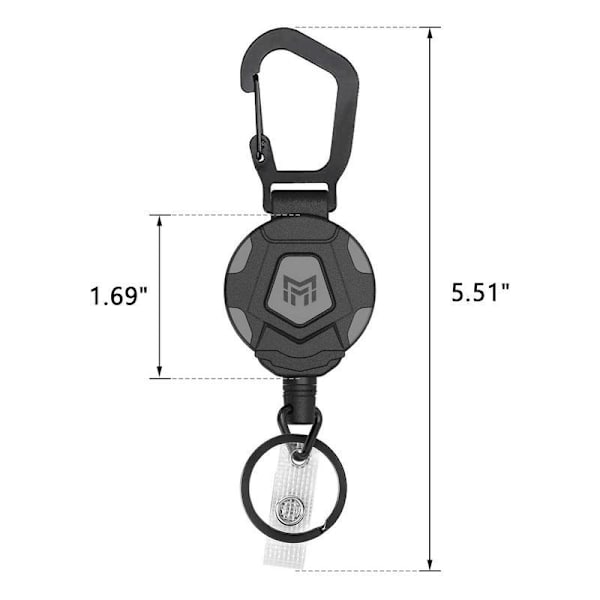 ##/Stycke Utdragbar Nyckelring för ID-Kortshållare Robust Badge Reel Upp till Tjockt Fodral med Rostfritt Stål Fjädertråd##/