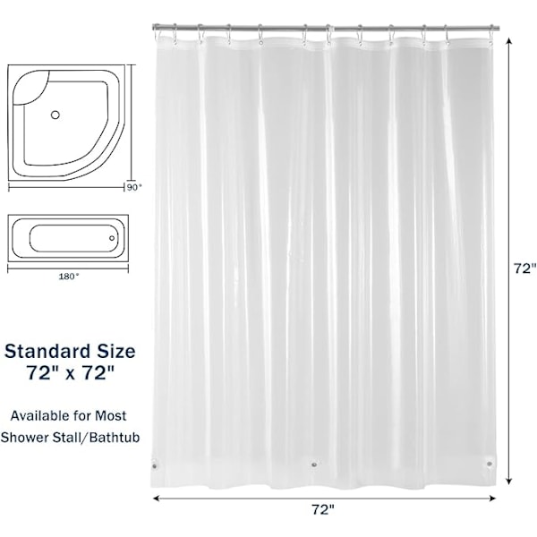 ##/72\" x 72\" Kirkas vedenpitävä suihkuverhon vuori - PEVA kevyt muovinen suihkuverhon vuori 3 magneetti - Suihkuverhot kylpyhuoneeseen ##/