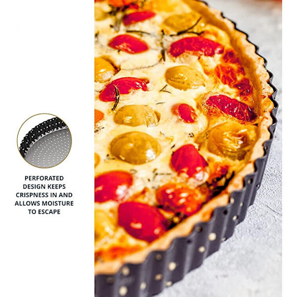 Grå 25 cm Non-Stick Lös Botten Räfflad Pajform/Quicheform