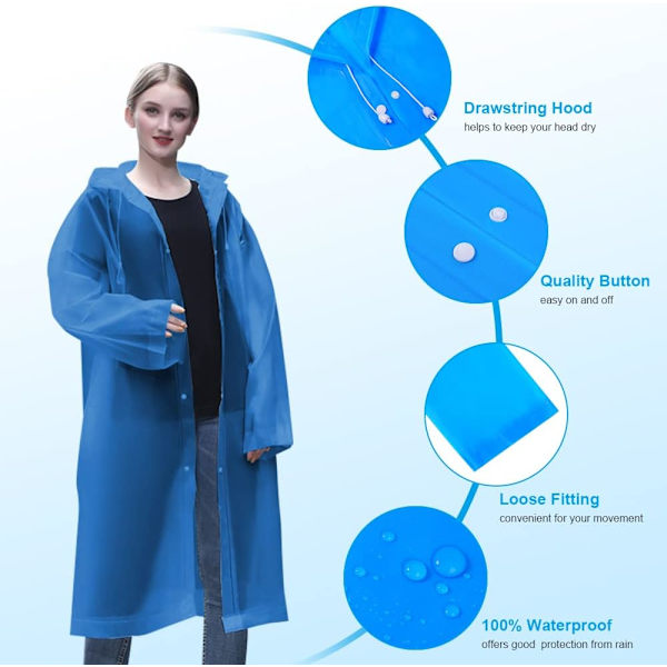 Regnponcho, 2-delt Regnponcho, Gjenbrukbar Poncho i EVA-materiale