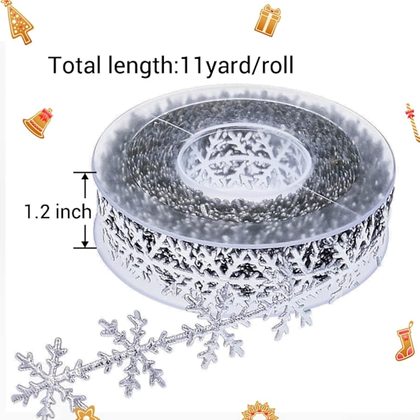 2 Snefnug Bånd med Blonder og Paljetter, Julepynt